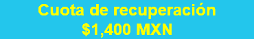 Cuota de recuperación $1,400 MXN 
